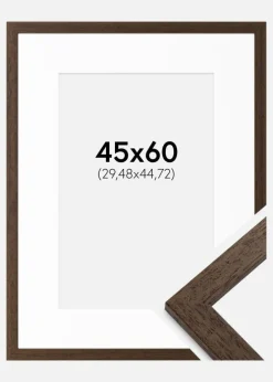 Ramme Brown Wood 45x60 cm - Passepartout Hvid 12x18 inches