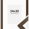 Ramme Brown Wood 24x30 cm - Passepartout Hvid 6x8 inches