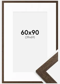Ramme Brown Wood 60x90 cm - Passepartout Hvid 40x70 cm