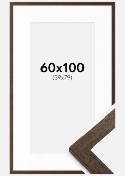 Ramme Brown Wood 60x100 cm - Passepartout Hvid 40x80 cm