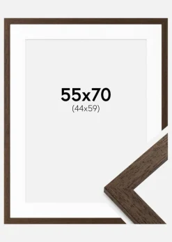 Ramme Brown Wood 55x70 cm - Passepartout Hvid 45x60 cm