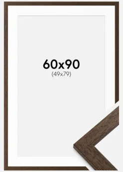 Ramme Brown Wood 60x90 cm - Passepartout Hvid 50x80 cm