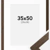Ramme Brown Wood 35x50 cm - Passepartout Hvid 25x35 cm