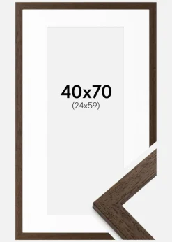 Ramme Brown Wood 40x70 cm - Passepartout Hvid 25x60 cm