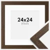 Ramme Brown Wood 24x24 cm - Passepartout Hvid 18x18 cm