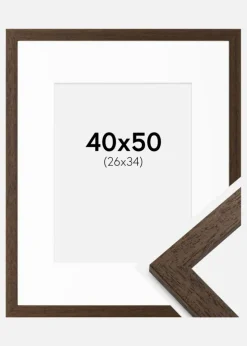 Ramme Brown Wood 40x50 cm - Passepartout Hvid 27x35 cm