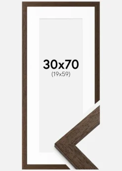 Ramme Brown Wood 30x70 cm - Passepartout Hvid 20x60 cm