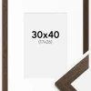 Ramme Brown Wood 30x40 cm - Passepartout Hvid 18x27 cm