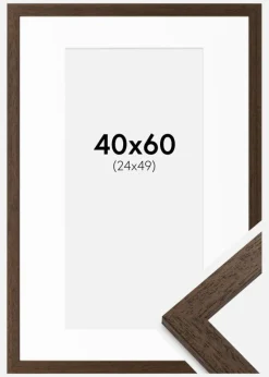 Ramme Brown Wood 40x60 cm - Passepartout Hvid 25x50 cm