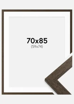 Ramme Brun træ 70x85 cm - Passepartout Hvid 60x75 cm