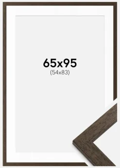 Ramme Brun træ 65x95 cm - Passepartout Hvid 55x84 cm