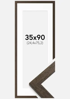 Ramme Brun træ 35x90 cm - Passepartout Hvid 10x30 inches