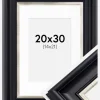 Ramme Dalarna Sort-Sølv 20x30 cm - Passepartout Hvid 15x22 cm