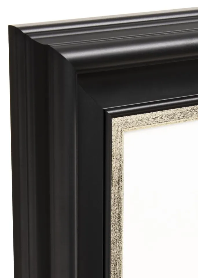 Ramme Dalarna Sort-Sølv 60x80 cm - Passepartout Hvid 50x70 cm