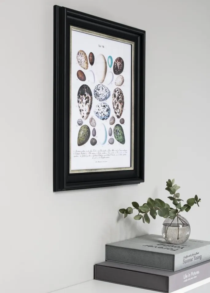 Ramme Dalarna Sort-Sølv 20x30 cm - Passepartout Hvid 15x21 cm (A5)