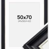 Ramme Dalarna Sort-Sølv 50x70 cm - Passepartout Hvid 42x59,4 cm (A2)