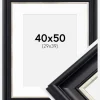 Ramme Dalarna Sort-Sølv 40x50 cm - Passepartout Hvid 30x40 cm