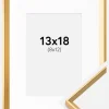 Ramme Desire Guld 13x18 cm - Passepartout Hvid 9x13 cm