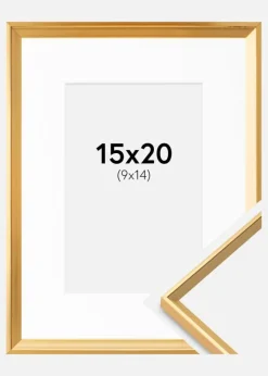 Ramme Desire Guld 15x20 cm - Passepartout Hvid 10x15 cm