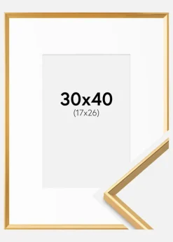 Ramme Desire Guld 30x40 cm - Passepartout Hvid 18x27 cm