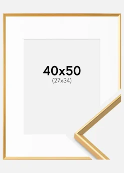 Ramme Desire Guld 40x50 cm - Passepartout Hvid 28x35 cm