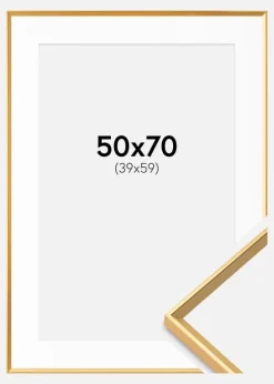 Ramme Desire Guld 50x70 cm - Passepartout Hvid 40x60 cm