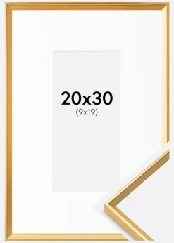 Ramme Desire Guld 20x30 cm - Passepartout Hvid 10x20 cm