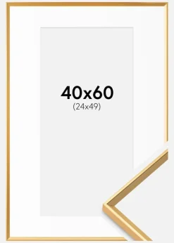 Ramme Desire Guld 40x60 cm - Passepartout Hvid 25x50 cm