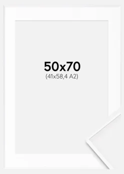 Ramme Desire Hvid 50x70 cm - Passepartout Hvid 42x59,4 cm (A2)