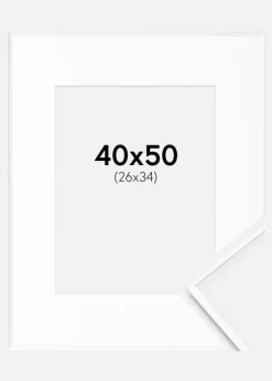 Ramme Desire Hvid 40x50 cm - Passepartout Hvid 27x35 cm