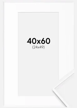 Ramme Desire Hvid 40x60 cm - Passepartout Hvid 25x50 cm