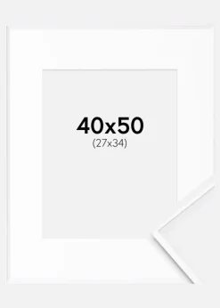 Ramme Desire Hvid 40x50 cm - Passepartout Hvid 28x35 cm