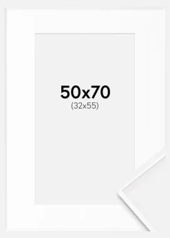 Ramme Desire Hvid 50x70 cm - Passepartout Hvid 33x56 cm