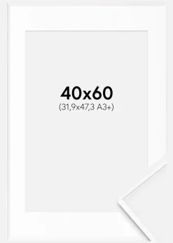 Ramme Desire Hvid 40x60 cm - Passepartout Hvid 32,9x48,3 cm (A3+)