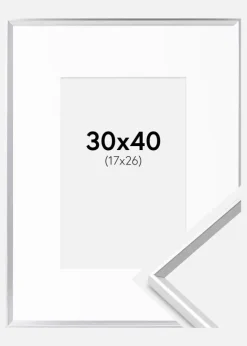 Ramme Desire Sølv 30x40 cm - Passepartout Hvid 18x27 cm