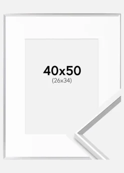 Ramme Desire Sølv 40x50 cm - Passepartout Hvid 27x35 cm