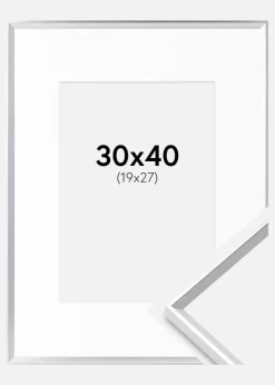 Ramme Desire Sølv 30x40 cm - Passepartout Hvid 20x28 cm