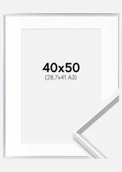 Ramme Desire Sølv 40x50 cm - Passepartout Hvid 29,7x42 cm (A3)