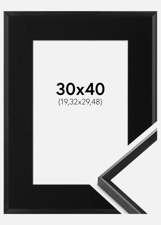 Ramme Desire Sort 30x40 cm - Passepartout Sort 8x12 inches