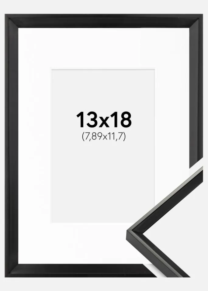 Ramme Desire Sort 13x18 cm - Passepartout Hvid 3,5x5 inches