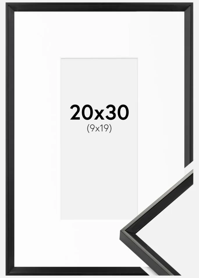 Ramme Desire Sort 20x30 cm - Passepartout Hvid 10x20 cm