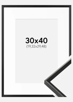 Ramme Desire Sort 30x40 cm - Passepartout Hvid 8x12 inches