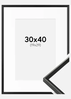 Ramme Desire Sort 30x40 cm - Passepartout Hvid 20x30 cm
