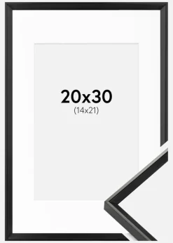 Ramme Desire Sort 20x30 cm - Passepartout Hvid 15x22 cm