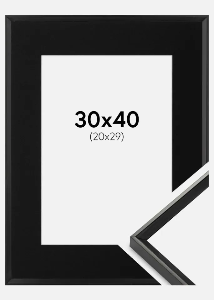 Ramme Desire Sort 30x40 cm - Passepartout Sort 21x30 cm