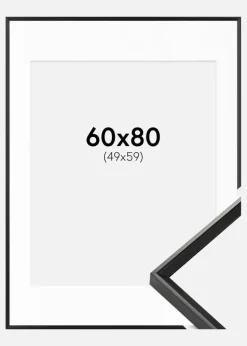 Ramme Desire Sort 60x80 cm - Passepartout Hvid 50x60 cm