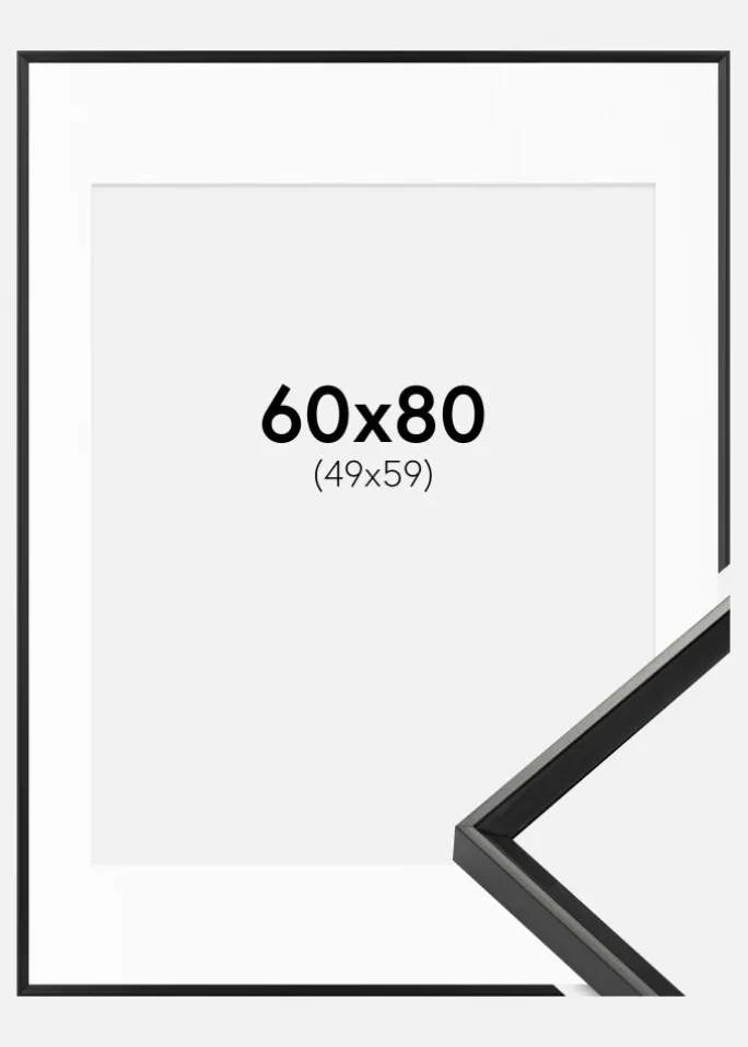 Ramme Desire Sort 60x80 cm - Passepartout Hvid 50x60 cm