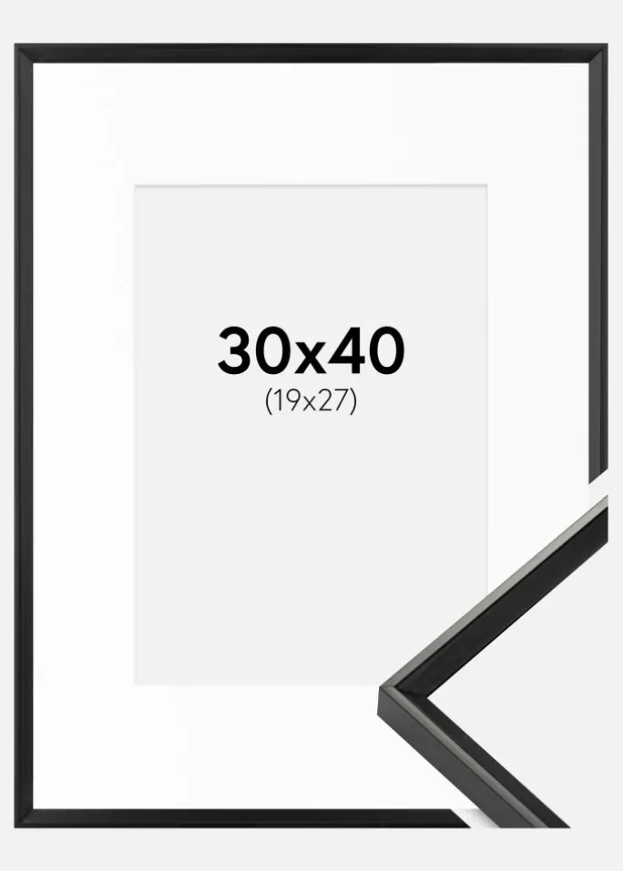 Ramme Desire Sort 30x40 cm - Passepartout Hvid 20x28 cm