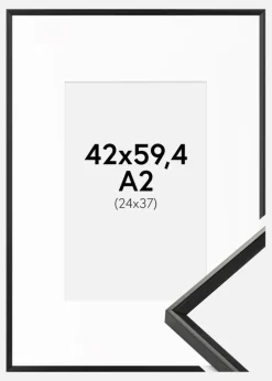 Ramme Desire Sort 42x59,4 cm (A2) - Passepartout Hvid 25x38 cm