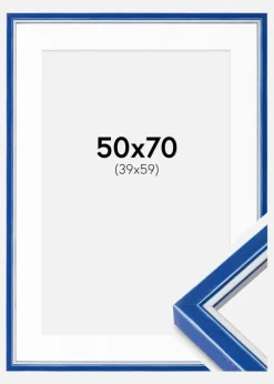 Ramme Diana Blå 50x70 cm - Passepartout Hvid 40x60 cm
